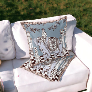 Homeroots Set Of Two 16" X 16" Blue And Brown Elephant Blown Seam Floral Indoor Outdoor Throw Pillow  Polyester 535463