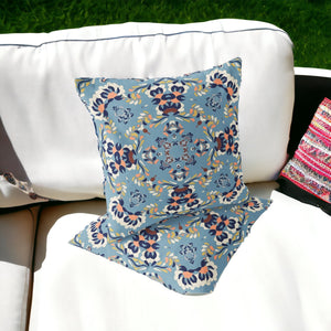 Homeroots Set Of Two 16" X 16" Blue And Gray Blown Seam Eclectic Indoor Outdoor Throw Pillow  Polyester 535465