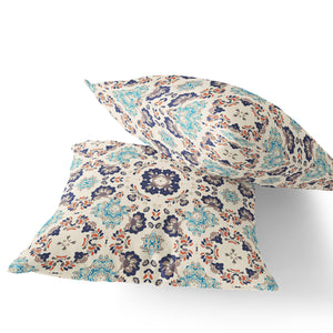 Homeroots Set Of Two 16" X 16" Blue And Off White Blown Seam Floral Indoor Outdoor Throw Pillow  Polyester 535469