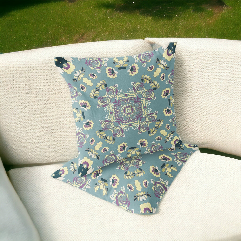 Homeroots Set Of Two 16" X 16" Green And Red Blown Seam Floral Indoor Outdoor Throw Pillow  Polyester 535476