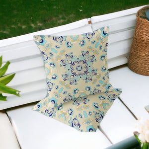 Homeroots Set Of Two 16" X 16" Blue And Off White Blown Seam Floral Indoor Outdoor Throw Pillow  Polyester 535481