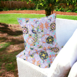 Homeroots Set Of Two 16" X 16" Purple And White Peacock Blown Seam Eclectic Indoor Outdoor Throw Pillow  Polyester 535484