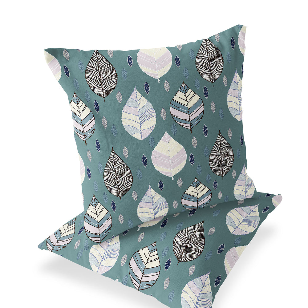 Homeroots Set Of Two 16" X 16" Green And Yellow Blown Seam Botanical Indoor Outdoor Throw Pillow  Polyester 535486