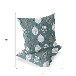 Homeroots Set Of Two 16" X 16" Green And Yellow Blown Seam Botanical Indoor Outdoor Throw Pillow  Polyester 535486