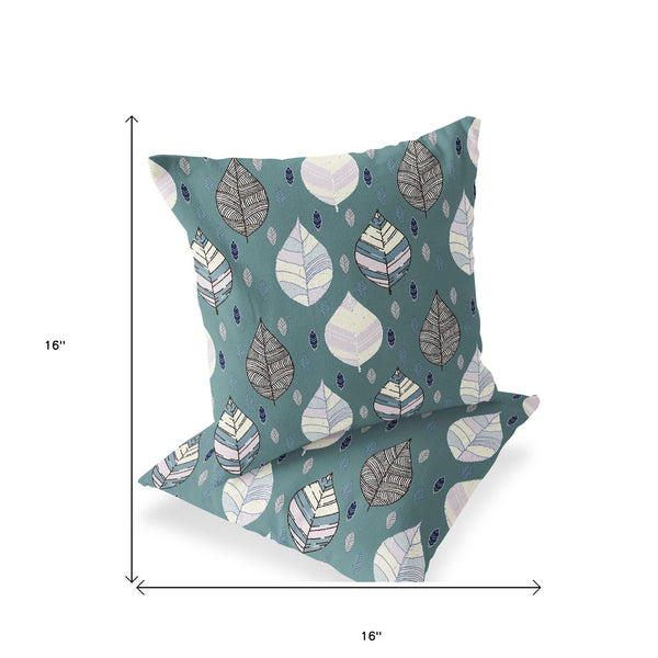 Homeroots Set Of Two 16" X 16" Green And Yellow Blown Seam Botanical Indoor Outdoor Throw Pillow  Polyester 535486