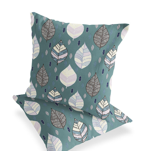 Homeroots Set Of Two 16" X 16" Green And Yellow Blown Seam Botanical Indoor Outdoor Throw Pillow  Polyester 535486