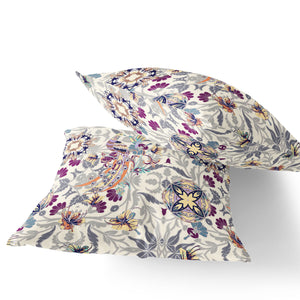 Homeroots Set Of Two 16" X 16" Pink And White Peacock Blown Seam Eclectic Indoor Outdoor Throw Pillow  Polyester 535488