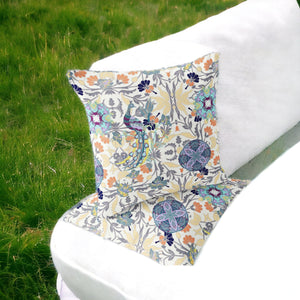 Homeroots Set Of Two 16" X 16" Yellow And White Peacock Blown Seam Eclectic Indoor Outdoor Throw Pillows  Polyester 535494