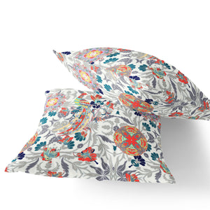 Homeroots Set Of Two 16" X 16" Orange And White Peacock Blown Seam Eclectic Indoor Outdoor Throw Pillow  Polyester 535496