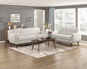 English Elm Contemporary Tufted Beige Loveseat with Removable Covers Pocket Coil Foam Solid Wood Legs 62" B011P379438