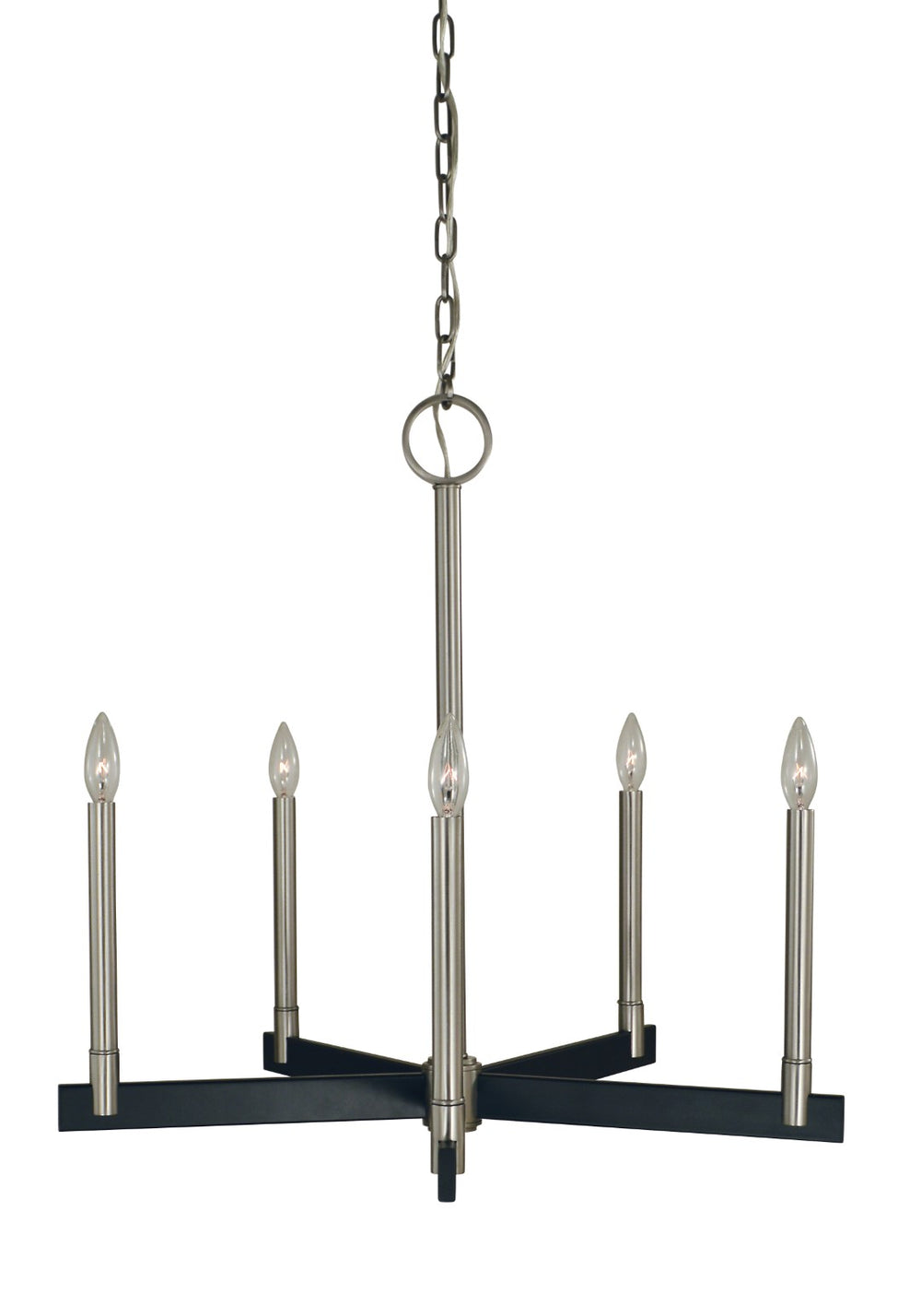 Framburg 5-light Elegant Brushed Nickel/Matte Black Jessica Dining Chandelier - Stunning Modern Illumination Brushed Nickel,Matte Black Metal 5355 Bn/Mblack
