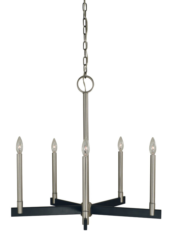 Framburg 5-light Elegant Brushed Nickel/Matte Black Jessica Dining Chandelier - Stunning Modern Illumination Brushed Nickel,Matte Black Metal 5355 Bn/Mblack
