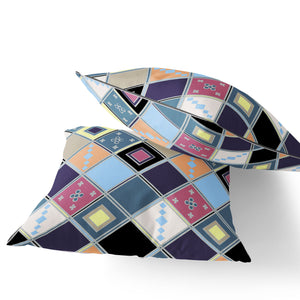 Homeroots Set Of Two 16" X 16" Blue And Purple Blown Seam Diamond Indoor Outdoor Throw Pillow  Polyester 535500