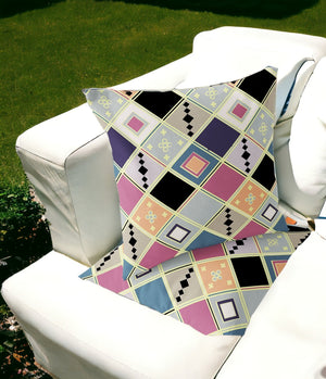 Homeroots Set Of Two 16" X 16" Pink And Black Blown Seam Diamond Indoor Outdoor Throw Pillow  Polyester 535501