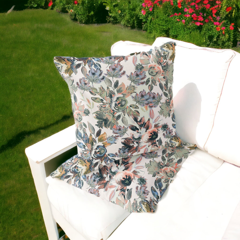 Homeroots Set Of Two 16" X 16" Pink And White Blown Seam Floral Indoor Outdoor Throw Pillow  Polyester 535515