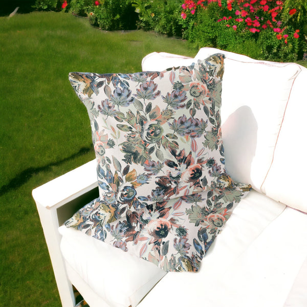 Homeroots Set Of Two 16" X 16" Pink And White Blown Seam Floral Indoor Outdoor Throw Pillow  Polyester 535515