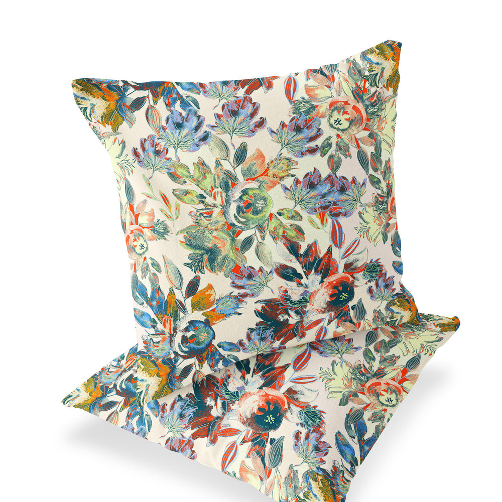 Homeroots Set Of Two 16" X 16" Green And Yellow Blown Seam Floral Indoor Outdoor Throw Pillow  Polyester 535516