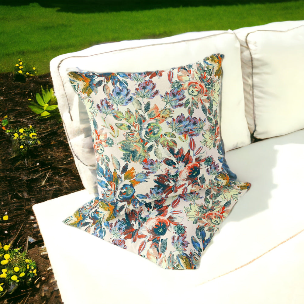 Homeroots Set Of Two 16" X 16" Green And Yellow Blown Seam Floral Indoor Outdoor Throw Pillow  Polyester 535516