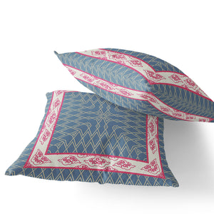 Homeroots Set Of Two 16" X 16" Blue And Pink Blown Seam Geometric Indoor Outdoor Throw Pillow  Polyester 535521