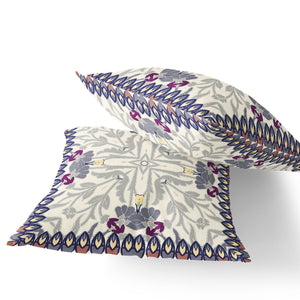 Homeroots Set Of Two 16" X 16" Gray And Purple Blown Seam Floral Indoor Outdoor Throw Pillow  Polyester 535524