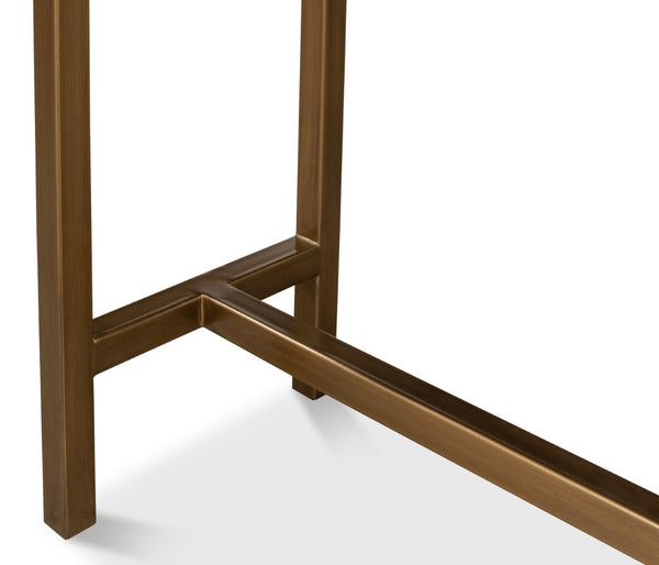 Sarreid Gideon Shagreen Console Table In Antique Grey With Gold Trim & Brass Knobs - Elegant Home Accent Grey  53553-1