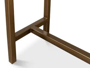 Sarreid Gideon Shagreen Console In Osprey White With Gold Leather Trim & Elegant Brass Knobs For Chic Style White  53553-4