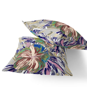 Homeroots Set Of Two 16" X 16" Green And White Blown Seam Floral Indoor Outdoor Throw Pillow  Polyester 535530