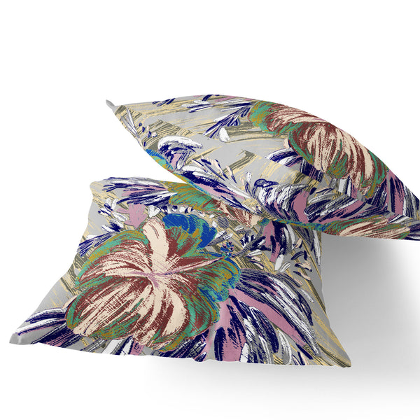 Homeroots Set Of Two 16" X 16" Green And White Blown Seam Floral Indoor Outdoor Throw Pillow  Polyester 535530