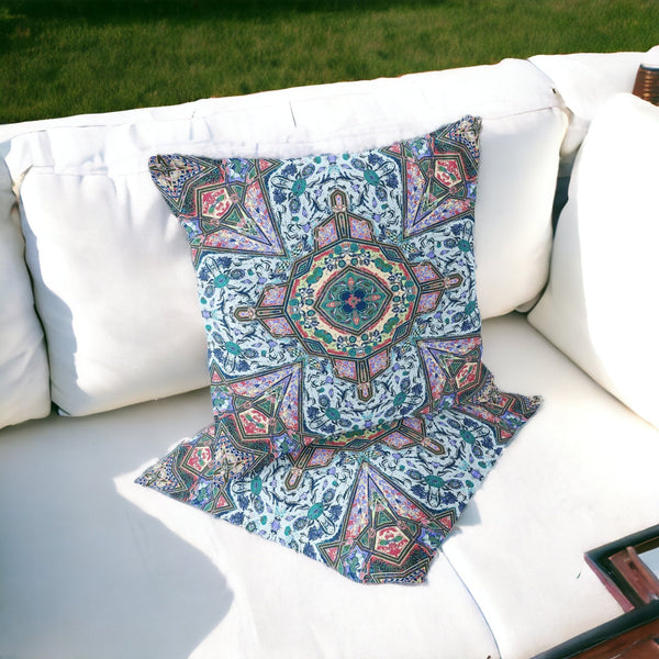 Homeroots Set Of Two 16" X 16" Blue And Pink Blown Seam Floral Indoor Outdoor Throw Pillow  Polyester 535534
