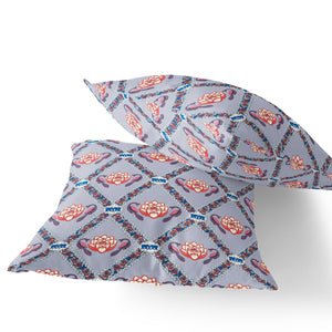 Homeroots Set Of Two 16" X 16" Blue And Gray Peacock Blown Seam Floral Indoor Outdoor Throw Pillow  Polyester 535546