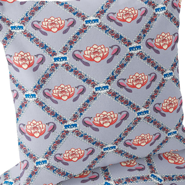 Homeroots Set Of Two 16" X 16" Blue And Gray Peacock Blown Seam Floral Indoor Outdoor Throw Pillow  Polyester 535546