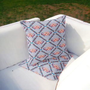 Homeroots Set Of Two 16" X 16" Blue And Gray Peacock Blown Seam Floral Indoor Outdoor Throw Pillow  Polyester 535546