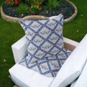 Homeroots Set Of Two 16" X 16" Blue And Gray Peacock Blown Seam Floral Indoor Outdoor Throw Pillow  Polyester 535547