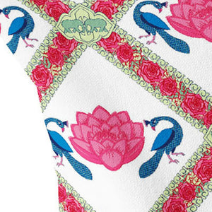 Homeroots Set Of Two 16" X 16" Pink And White Peacock Blown Seam Floral Indoor Outdoor Throw Pillow  Polyester 535549