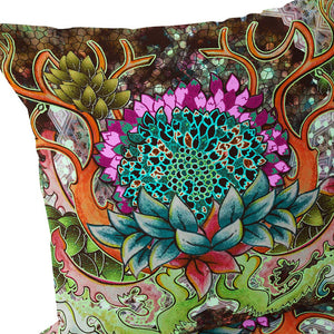 Homeroots Set Of Two 16" X 16" Green And Pink Blown Seam Floral Indoor Outdoor Throw Pillow  Polyester 535558