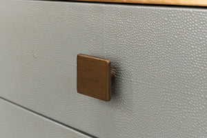 Sarreid Gillian Two Drawer Nightstand In Storm Grey With Gold Leather Trim And Elegant Brass Knobs Grey  53556-2