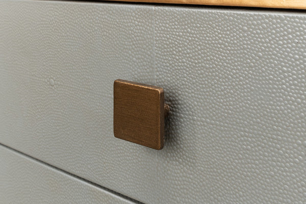 Sarreid Gillian Two Drawer Nightstand In Storm Grey With Gold Leather Trim And Elegant Brass Knobs Grey  53556-2