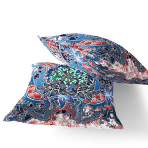Homeroots Set Of Two 16" X 16" Blue And Pink Blown Seam Floral Indoor Outdoor Throw Pillow  Polyester 535560