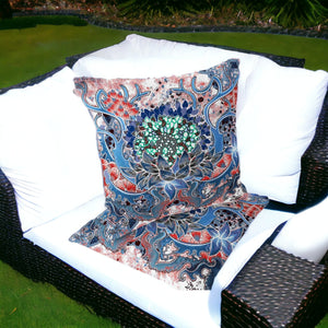Homeroots Set Of Two 16" X 16" Blue And Pink Blown Seam Floral Indoor Outdoor Throw Pillow  Polyester 535560