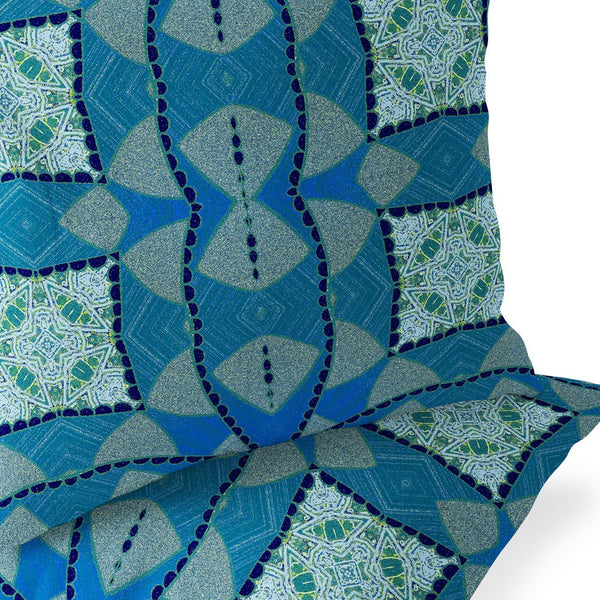 Homeroots Set Of Two 16" X 16" Blue And Green Blown Seam Eclectic Indoor Outdoor Throw Pillow  Polyester 535561