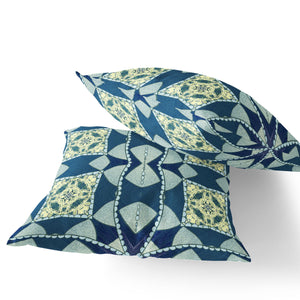 Homeroots Set Of Two 16" X 16" Blue And Green Blown Seam Eclectic Indoor Outdoor Throw Pillow  Polyester 535562
