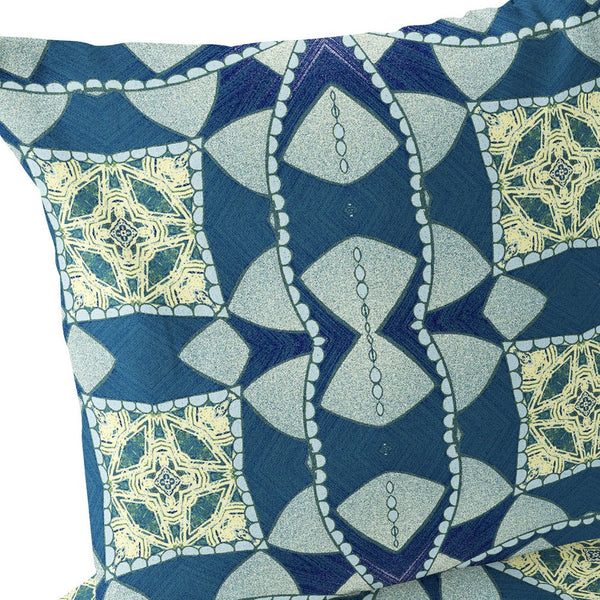 Homeroots Set Of Two 16" X 16" Blue And Green Blown Seam Eclectic Indoor Outdoor Throw Pillow  Polyester 535562