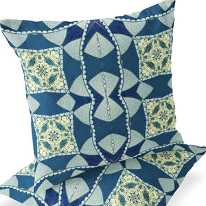 Homeroots Set Of Two 16" X 16" Blue And Green Blown Seam Eclectic Indoor Outdoor Throw Pillow  Polyester 535562