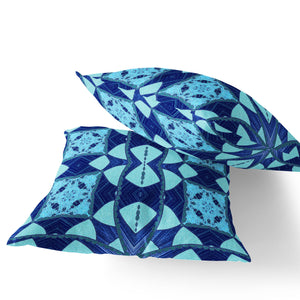 Homeroots Set Of Two 16" X 16" Blue And Green Blown Seam Eclectic Indoor Outdoor Throw Pillow  Polyester 535564