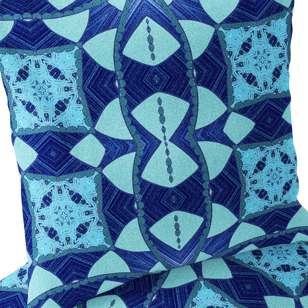 Homeroots Set Of Two 16" X 16" Blue And Green Blown Seam Eclectic Indoor Outdoor Throw Pillow  Polyester 535564