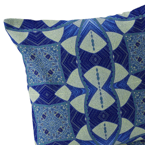 Homeroots Set Of Two 16" X 16" Blue And Green Blown Seam Eclectic Indoor Outdoor Throw Pillow  Polyester 535565