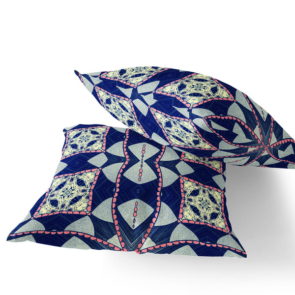 Homeroots Set Of Two 16" X 16" Blue And Pink Blown Seam Eclectic Indoor Outdoor Throw Pillow  Polyester 535567