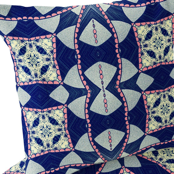 Homeroots Set Of Two 16" X 16" Blue And Pink Blown Seam Eclectic Indoor Outdoor Throw Pillow  Polyester 535567