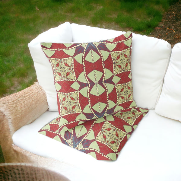 Homeroots Set Of Two 16" X 16" Yellow Red Blown Seam Eclectic Indoor Outdoor Throw Pillow  Polyester 535569