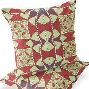 Homeroots Set Of Two 16" X 16" Yellow Red Blown Seam Eclectic Indoor Outdoor Throw Pillow  Polyester 535569